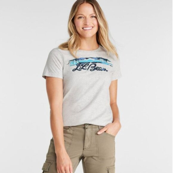 L.L. Bean Women's Washed Cotton Tee, Short-Sleeve Crewneck Graphic - Picture 1 of 4